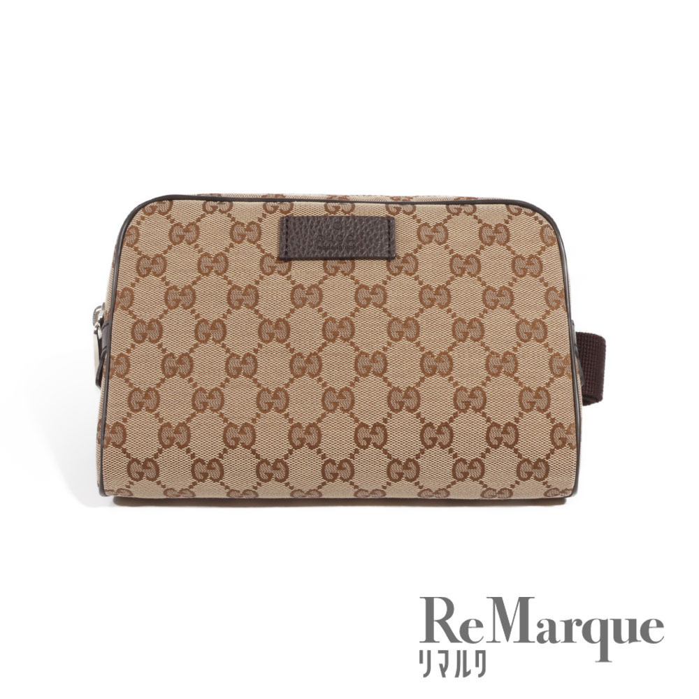 GUCCI GG Canvas Body Bum Crossbody Belt Bag Beige Leather